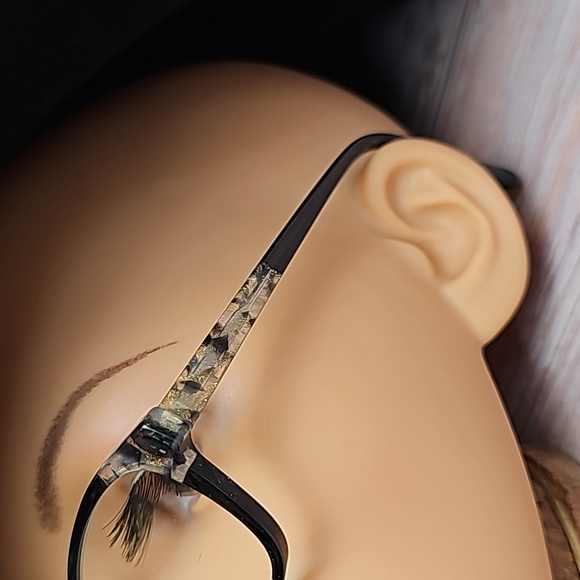 LADIES BLACK & GOLD PLASTIC EYEGLASS FRAMES - Picture 4 of 16